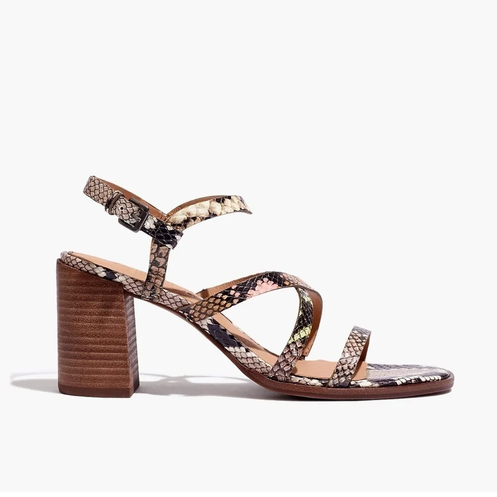 Madewell The Edie‎ Sandal in Snake Embossed Leather 9.5 Style AH726